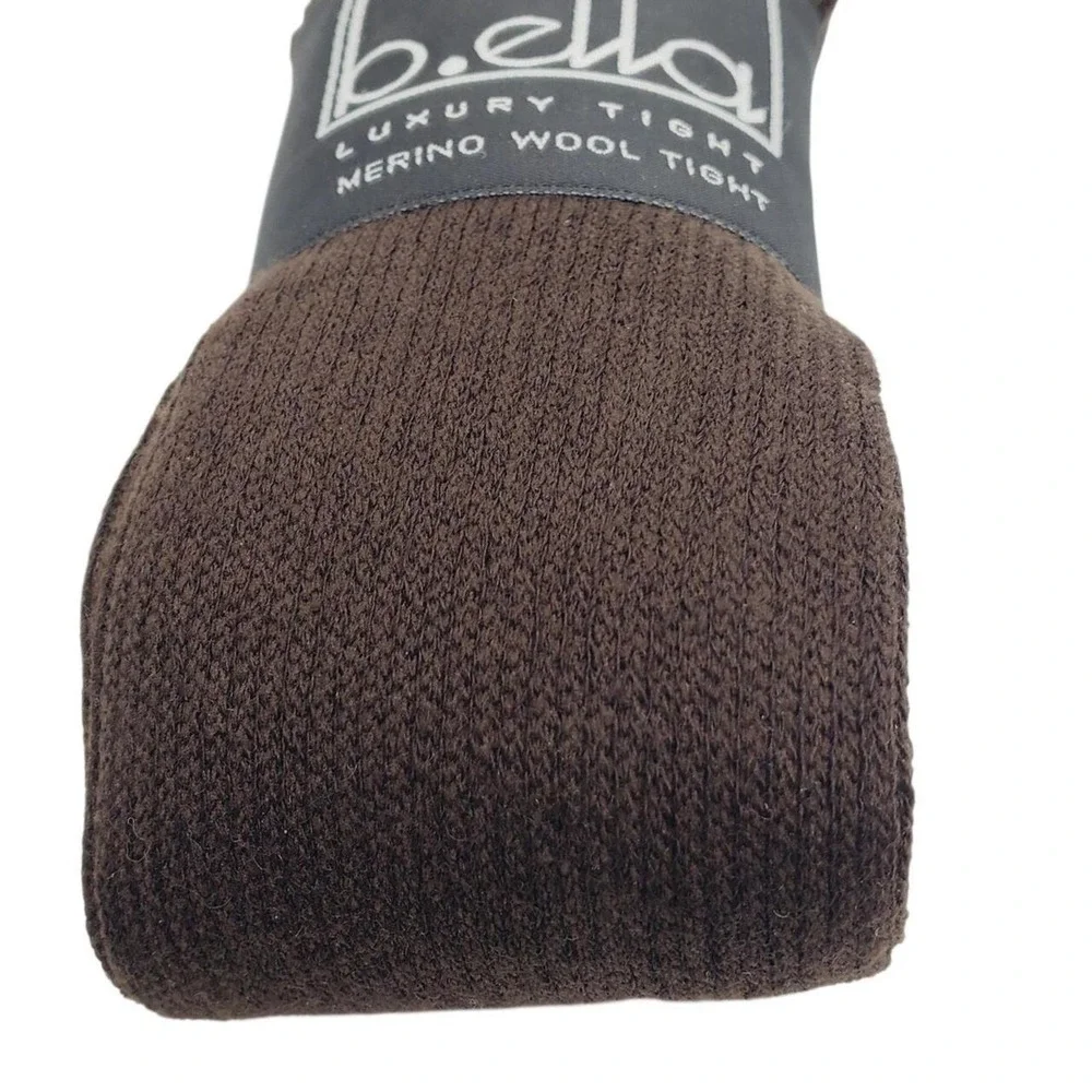 Ribbed Merino Wool Tights Small Espresso Brown Karla B.ella Italy New Hosiery